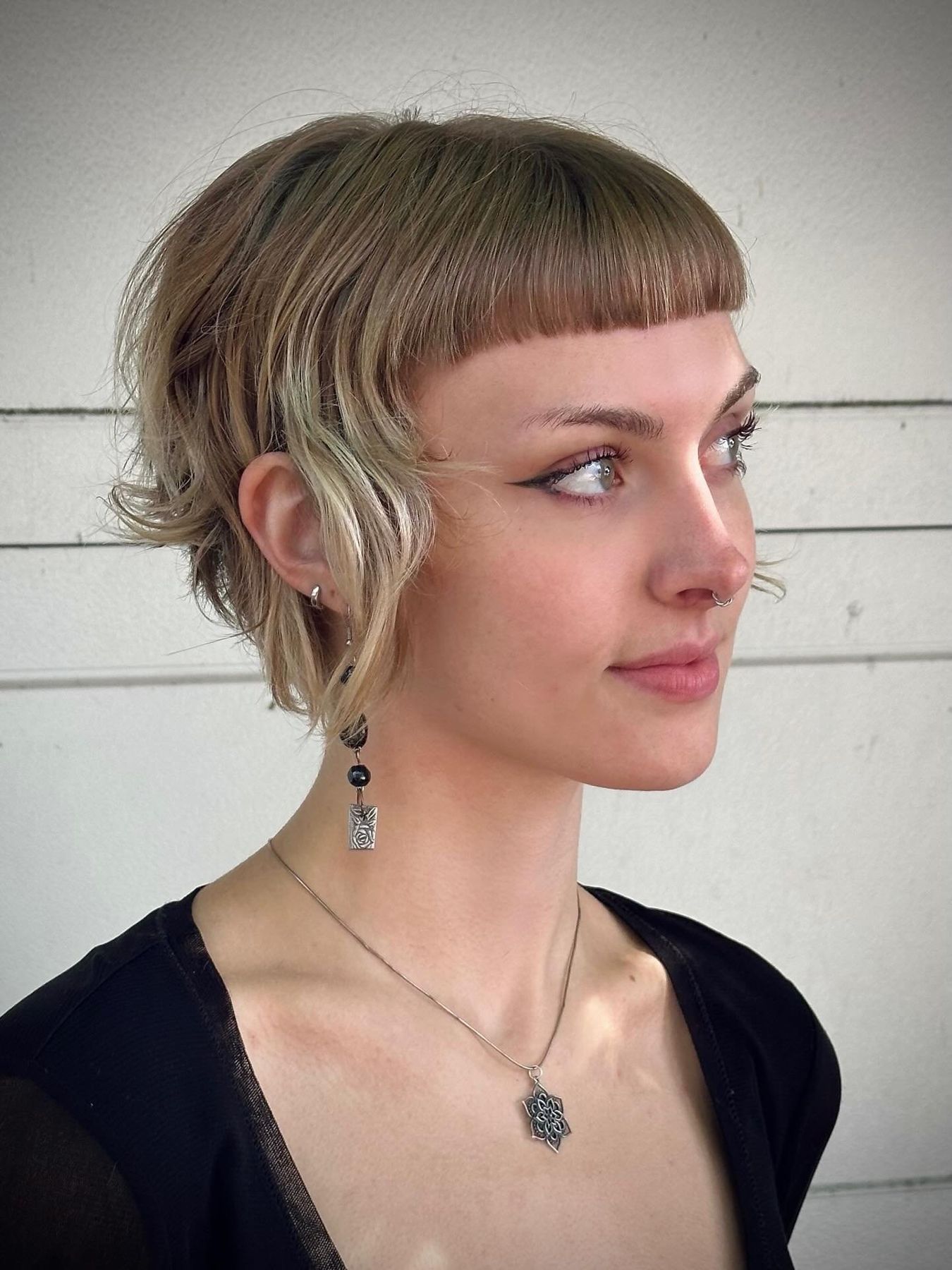 Salon client: textured pixie with fringe