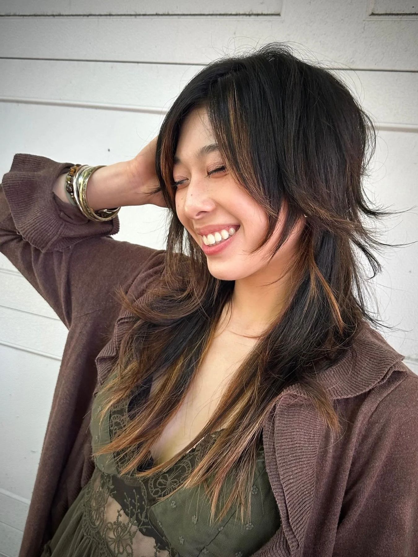Salon client: layered cut